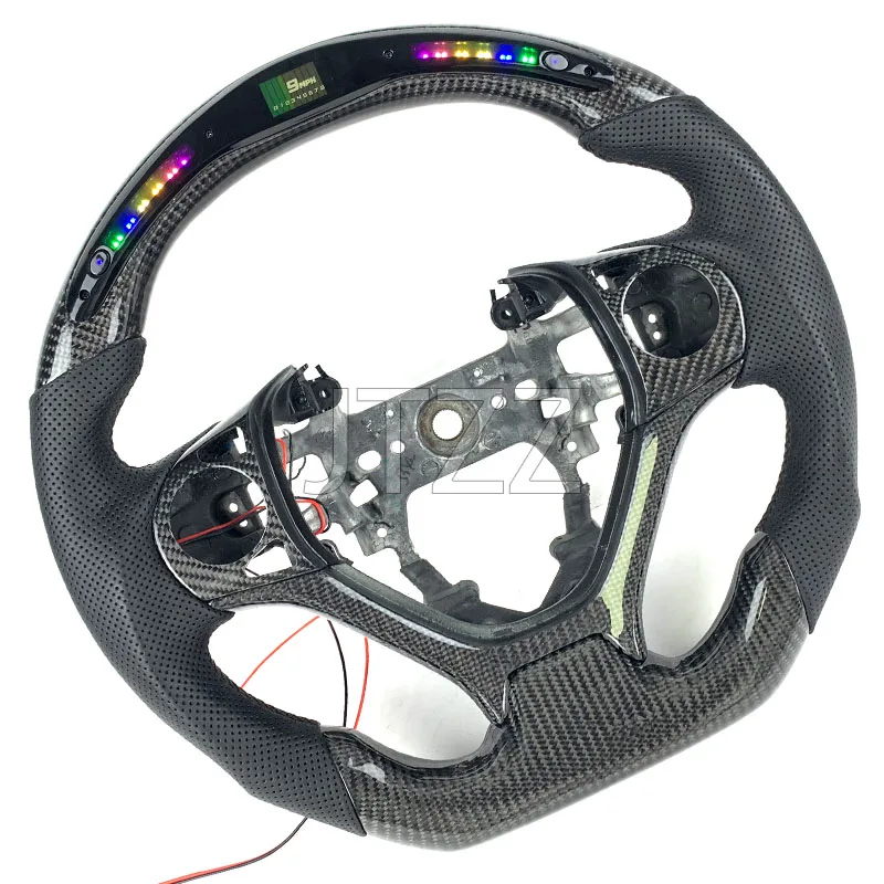 FOR Honda Civic 2007-2015 9th Generation Custom LED Screen Black Carbon Fiber Perforated Leather Style Custom Car Steering Wheel