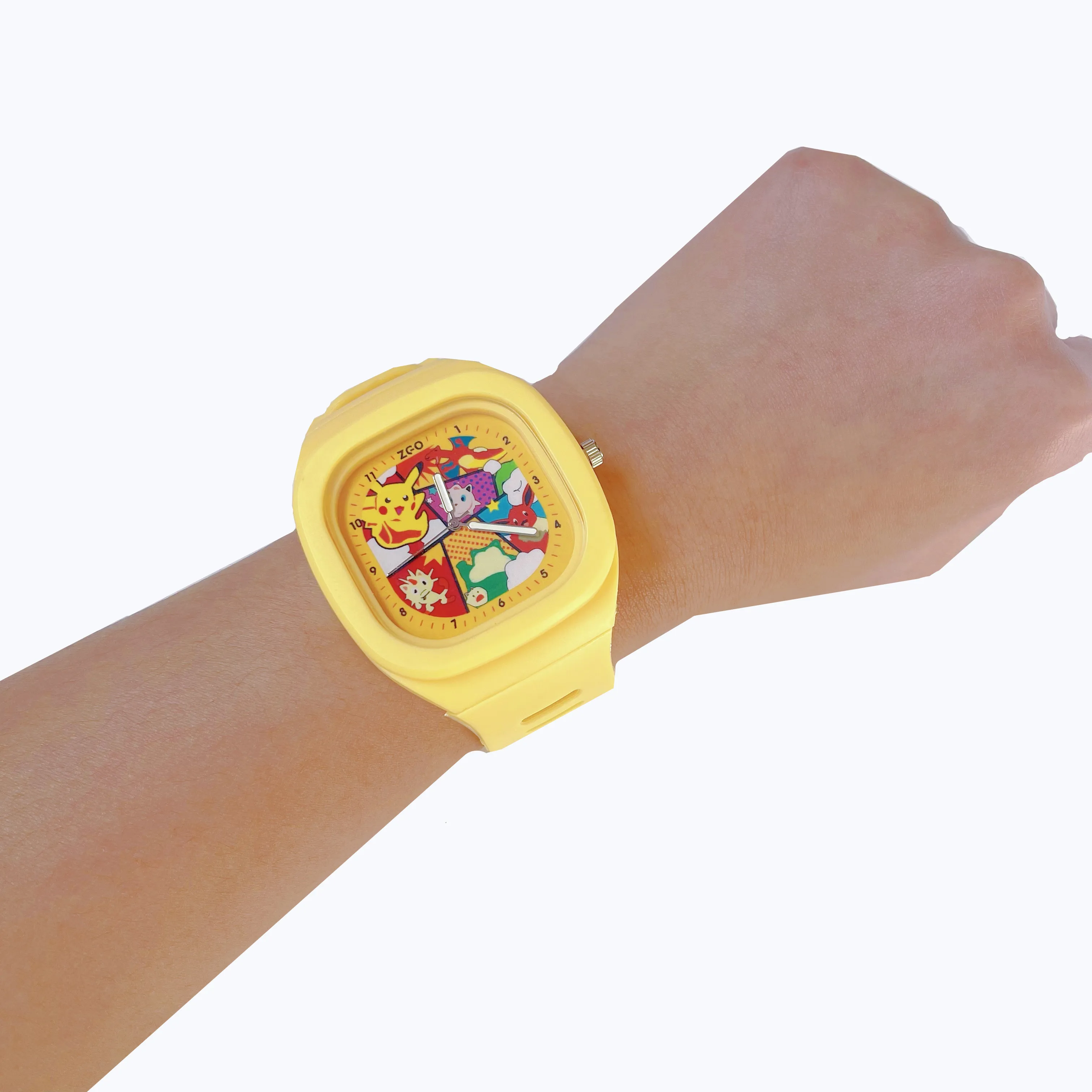 Pocket Monster Watch Anime Pikachu Cartoon Children\'s Quality Cute Square Watch Gift Box Series Children\'s Gifts