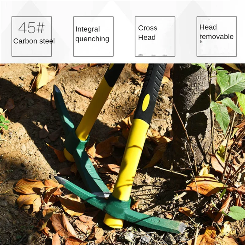 AWAH All-Purpose Pick Ax Hand Tool - Mattock Hoe For Heavy Duty Gardening, Weeding, And Exploration