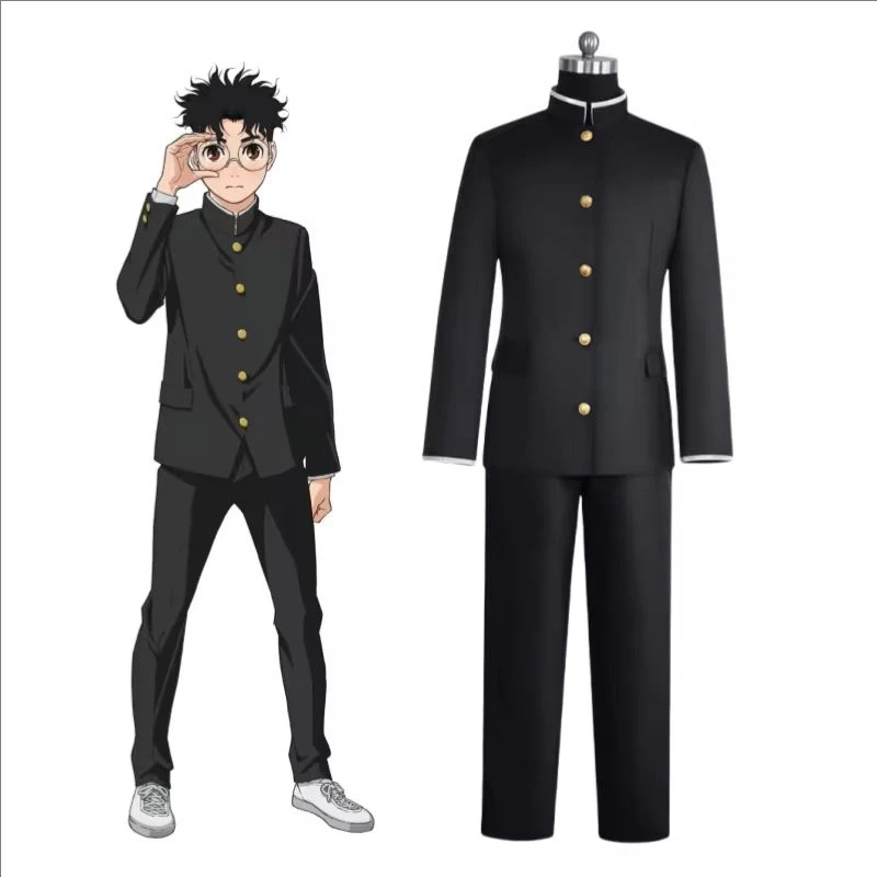 Disfraz de Cosplay de Ken Takakura de MEW, Uniforme Escolar de Anime Dandadan Okarun, Chaqueta Negra, Pantalones, Gafas Gakuran, Fiesta de Halloween para Hombres
