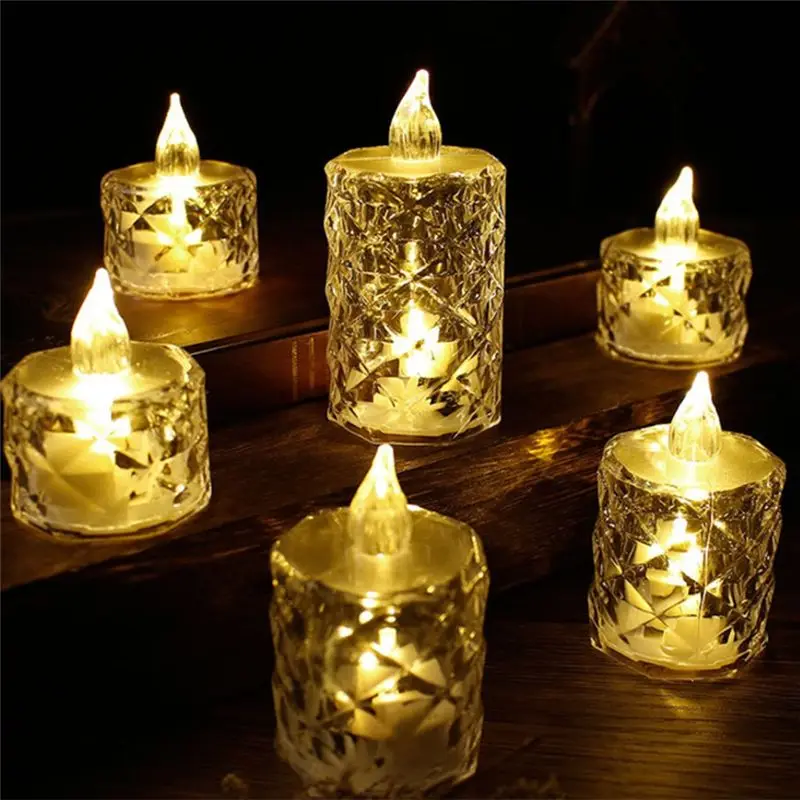 AS60-24 Pcs Led Tealight Candles Battery Operated Smokeless Candle Lamp For Valentines Weddings Dining Tables 1.42*3.15In