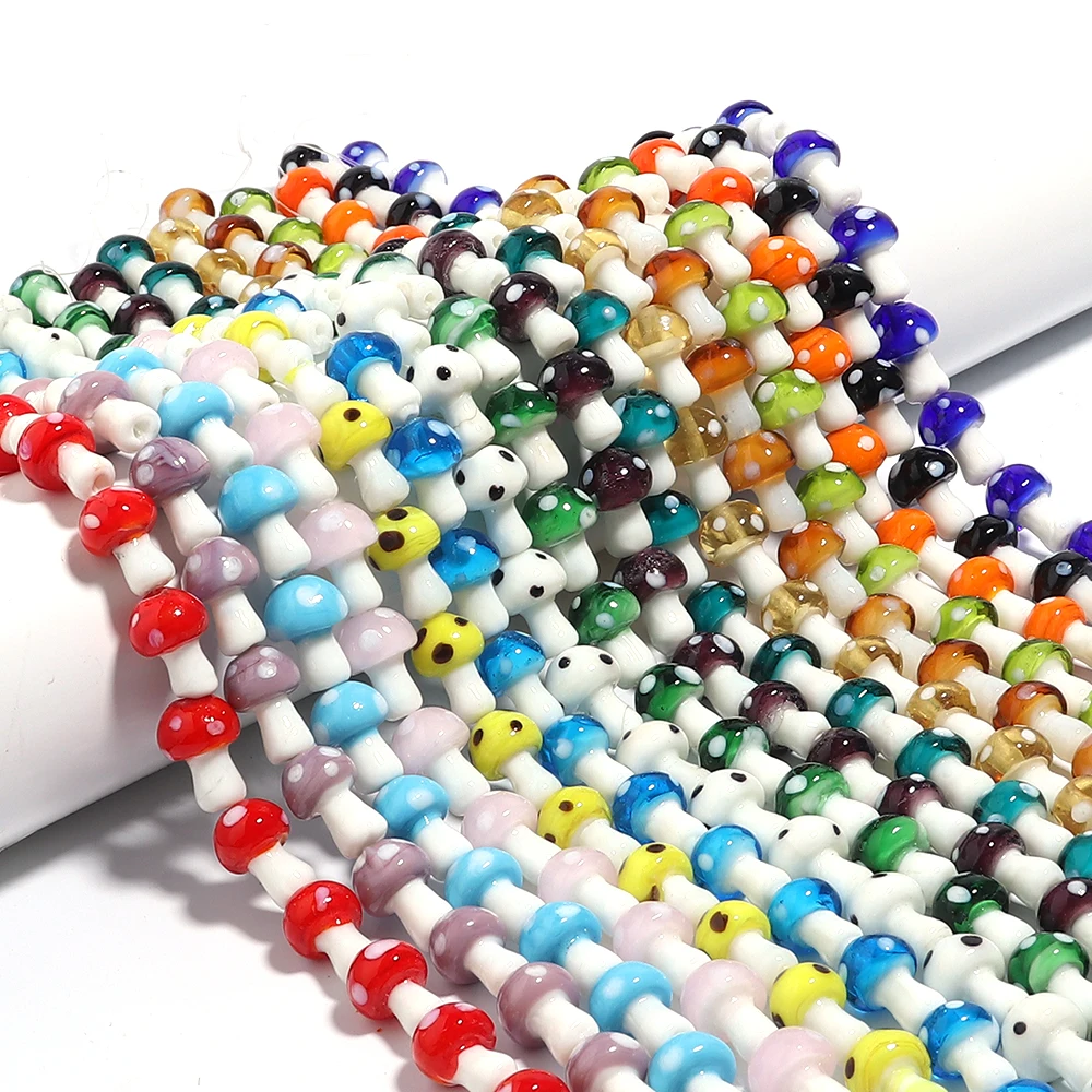 

1 нить 12x16 мм грибные бусины лэмпворк красочные стеклянные свободные бусины-разделители для изготовления ювелирных изделий DIY ожерелье браслеты аксессуары