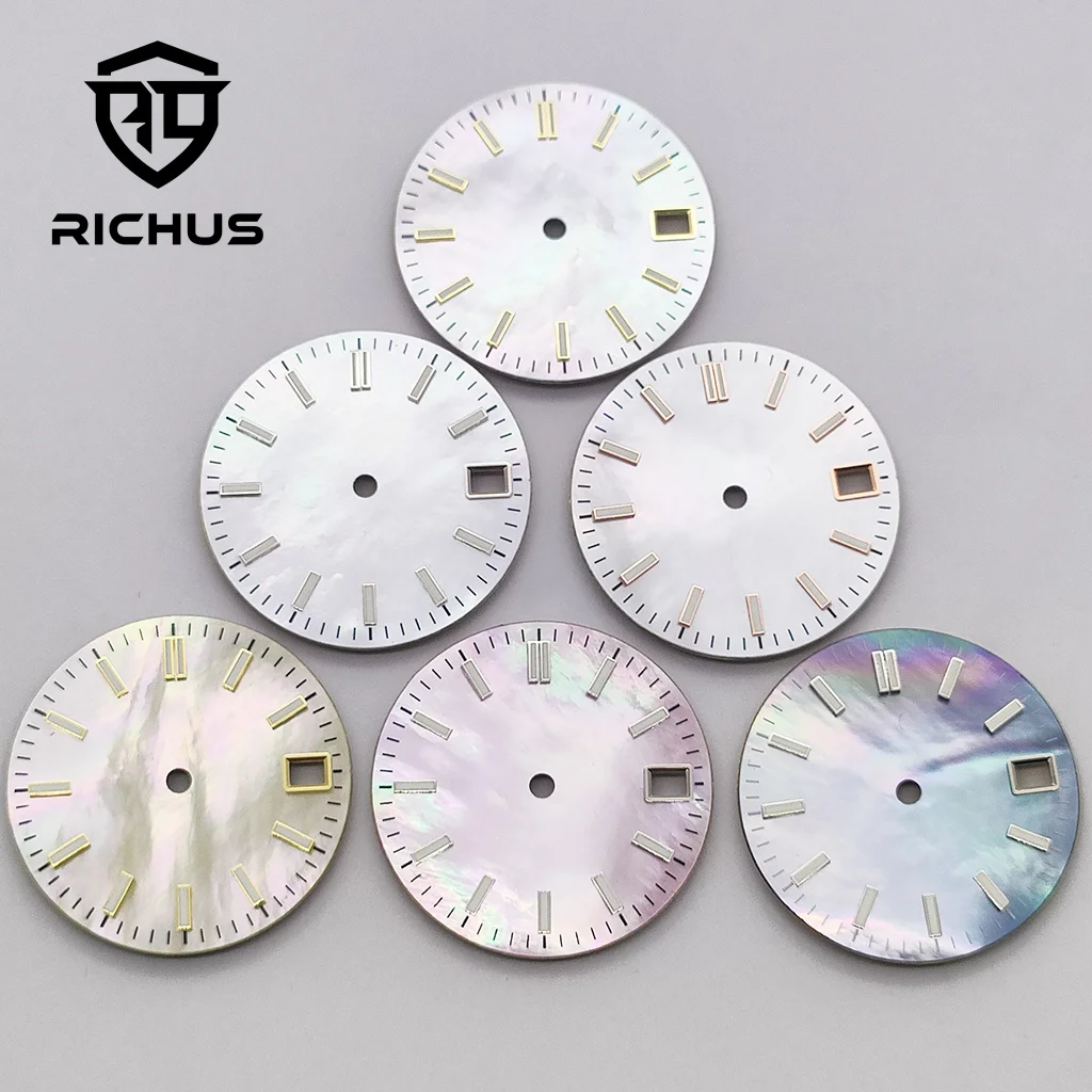 Циферблат часов RICHUS 28,5 мм, зеленый светящийся, подходит для NH34, NH35, NH36, аксессуары для часов с механизмом