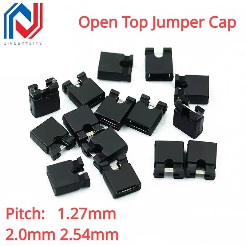 100PCS 1.27mm 2.0mm 2.54mm Pitch Open Top Jumper Cap/Jumper Cap Black Opening 1.27 2.0 2.54 Pin Header Connection Block