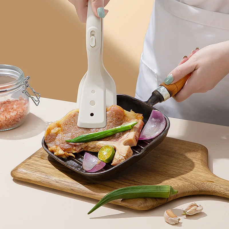 Turner de cocina resistente al calor y pinzas para alimentos con mango antiquemaduras, espátula de cocina multiusos para sartén de Pizza, plancha