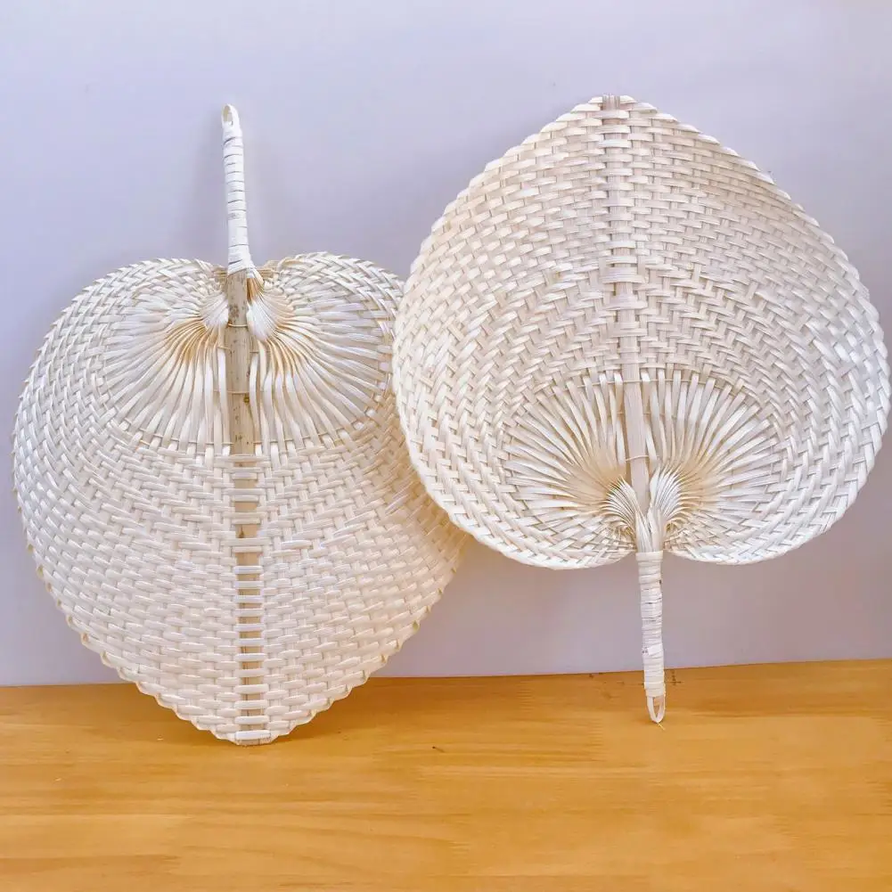 Palm Leaf Hand Fan Traditional Hand Fan with 2 Size Handmade Bamboo Hand Fans for Summer Home Decor for Children for Wedding