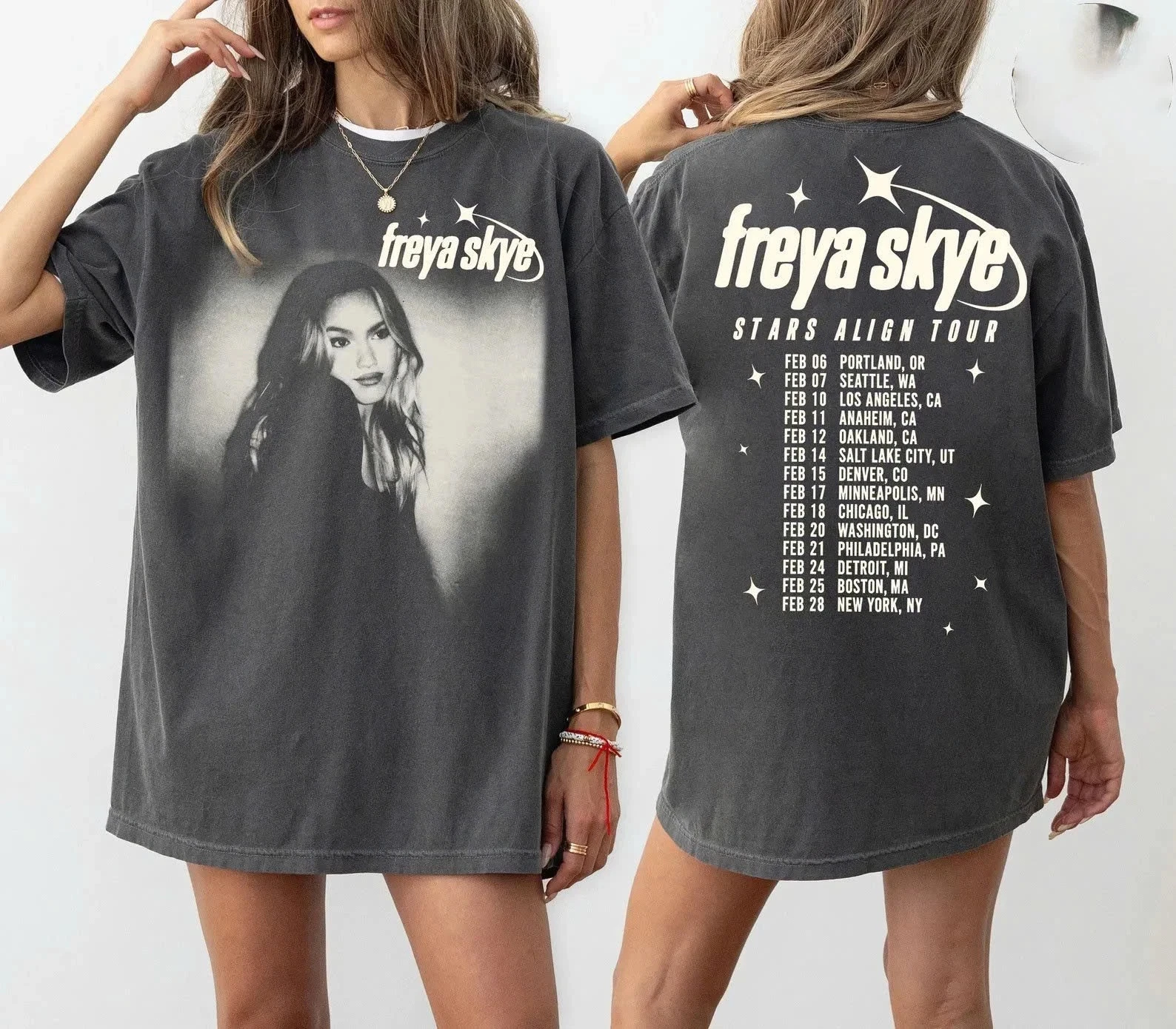 Freya Skye 2026 Starlight Tour T-shirt with Printed Pattern - Casual T-shirt As A Fan Gift - Short-sleeved Shirt