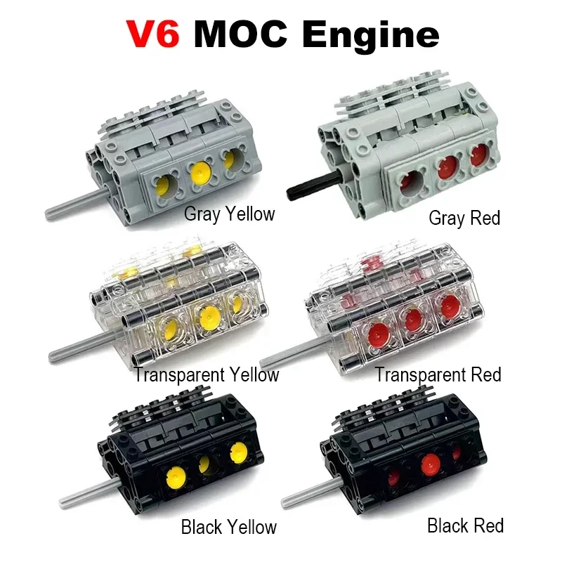 ใหม่ MOC กระบอกสูบเครื่องยนต์รุ่น V6 Creative การวิเคราะห์อะไหล่ชุดสําหรับ High-tech รถเด็กของขวัญ DIY Building Blocks ของเล่นเพื่อการศึกษา