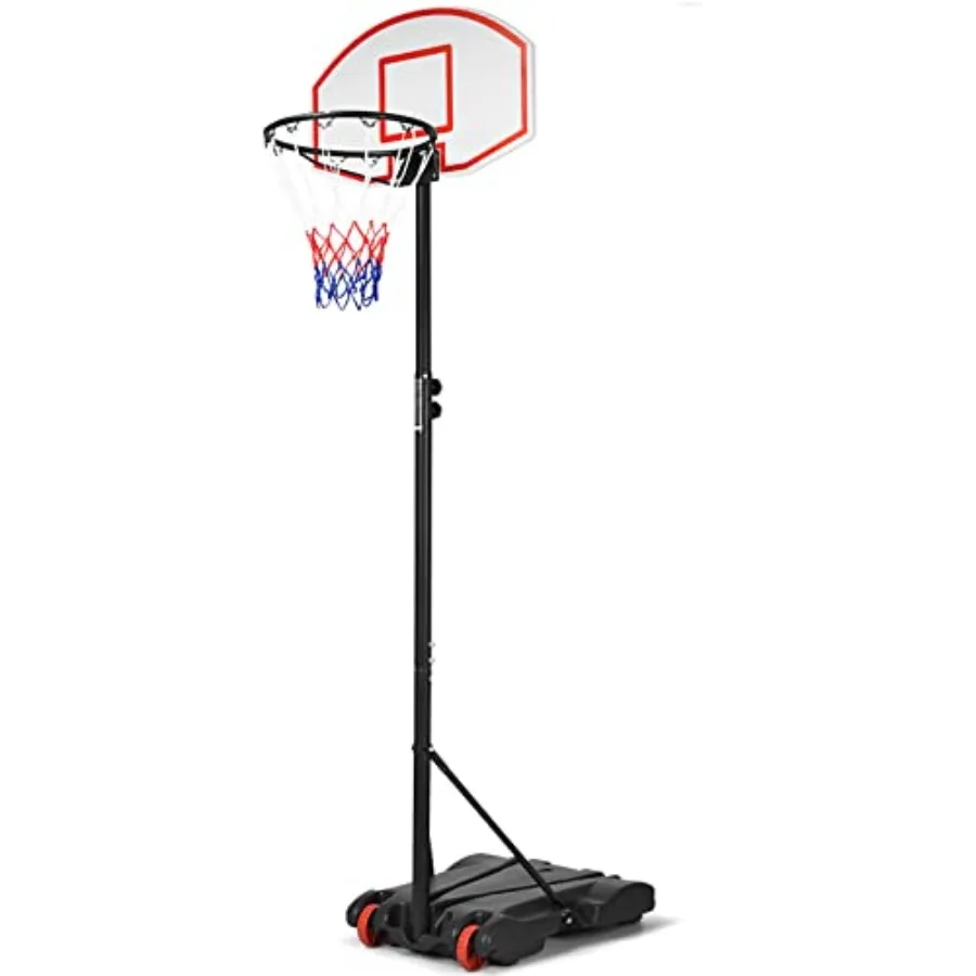 

Portable basketball hoop for indoor outdoor gym use, shatterproof backboard, black and silver, 7.1-8.1FT adjustable height with