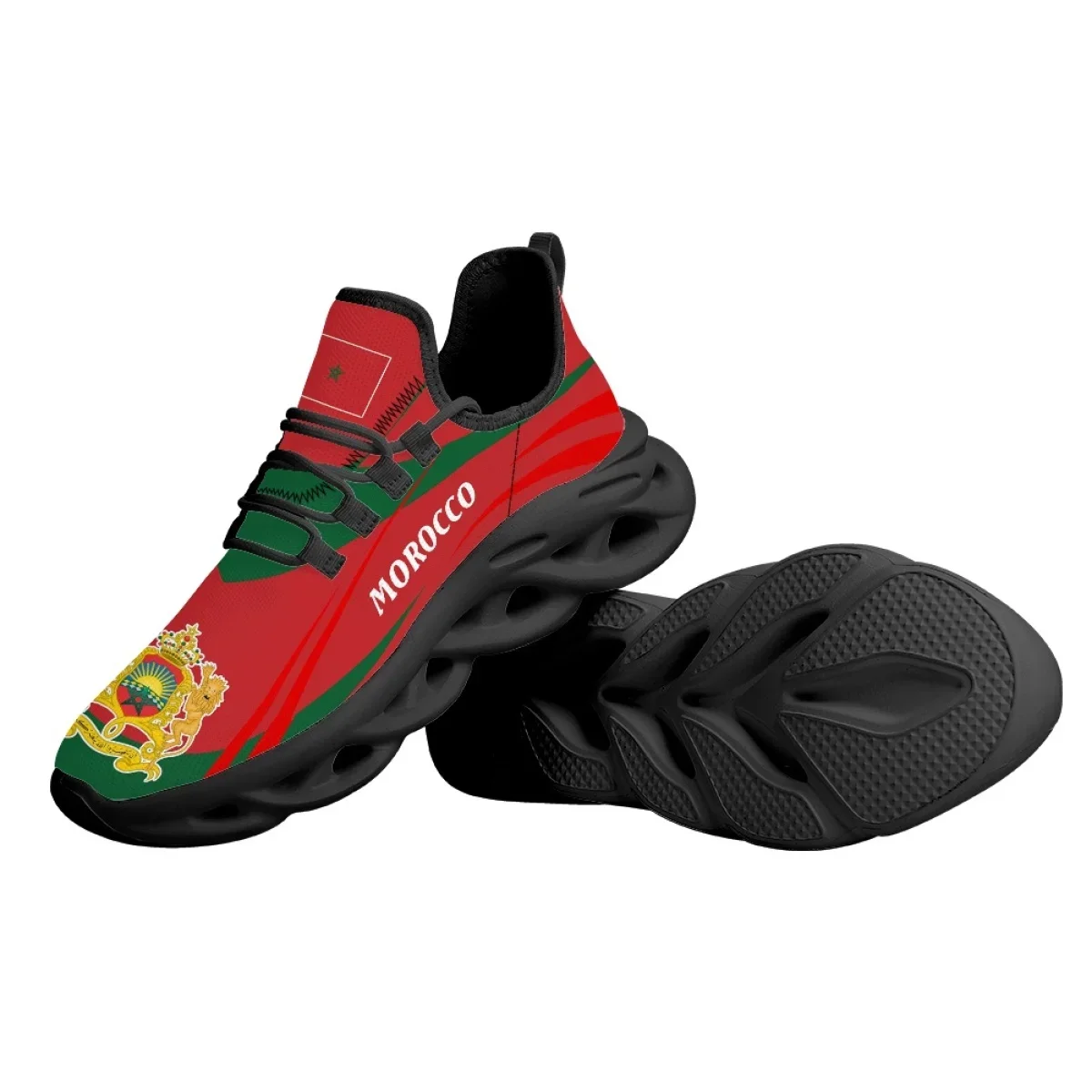 2024 Fashion Morocco Flag Running Shoes Spring Summer Durable Basketball Footwear Shock Absorption Driving Sport Sneakers