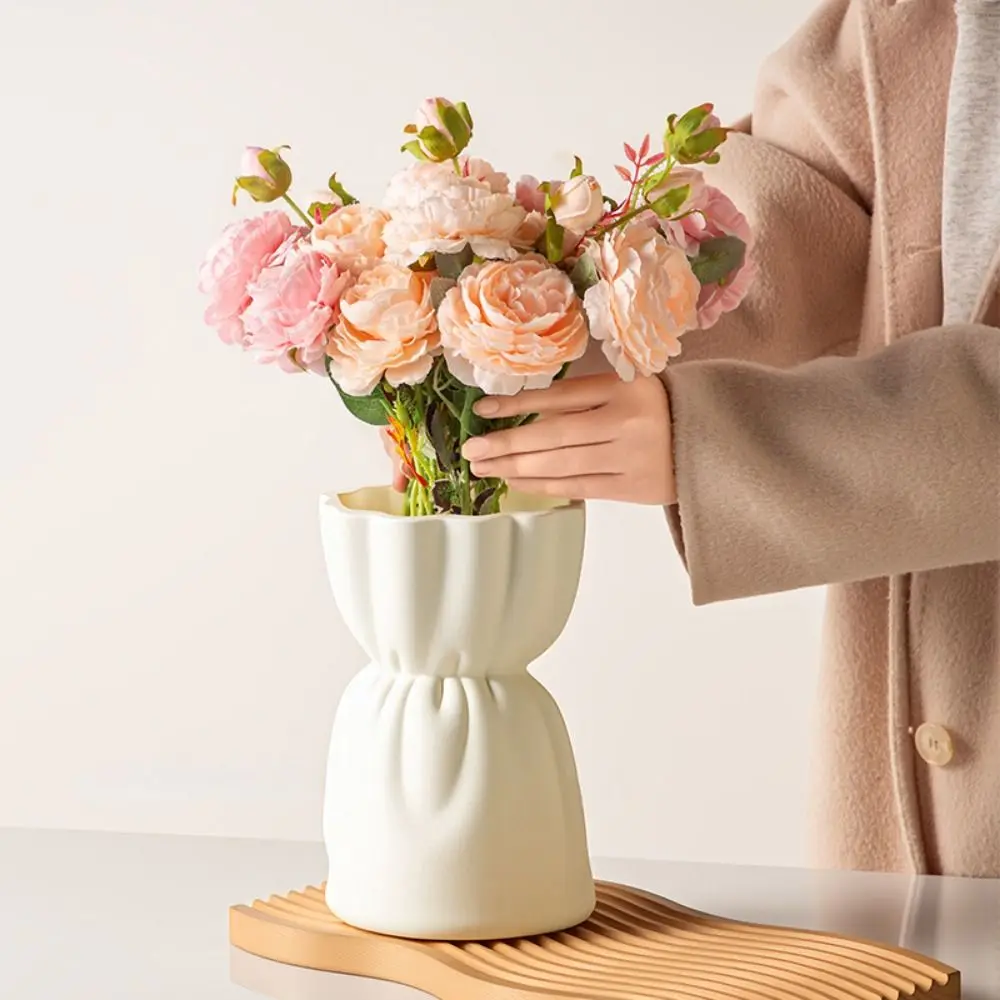 Desktop Ornament Bag Shaped Bouquet Vase INS Style Modern Flower Vase Water Cultivation High-end Home Decor Living Room