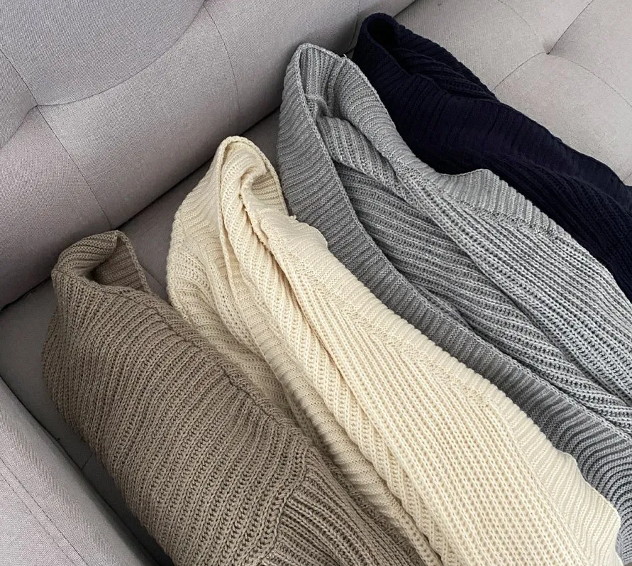 Slouchy Cardigan Knitted Drop Shoulder Long Sleeve Ribbed Open Front Sweater Jacket Women Teen-girl Fall Winter Basic Outfit