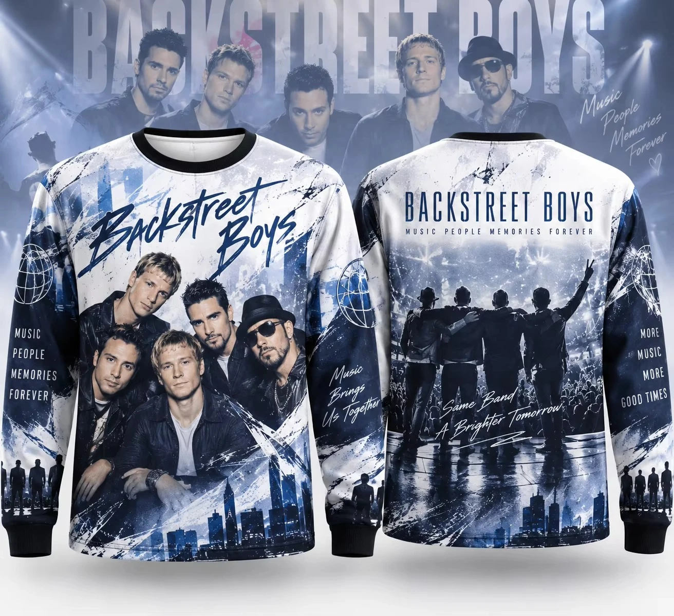 Backstreet Boys 3D All Over Print Sweatshirt Men Long Sleeve Crew Neck Pullover Retro Music Band Concert Fan Casual Top