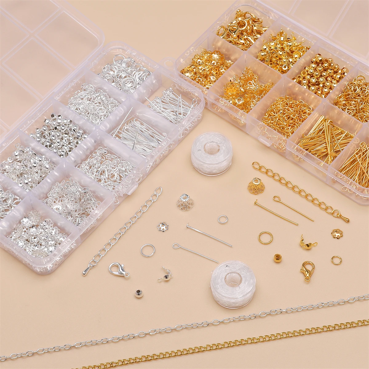 10 Grid Jewelry Accessories Set Charm DIY Jewelry Creation Materials Phone Chain Necklace Metal Accessories Metal Chain Jewelry