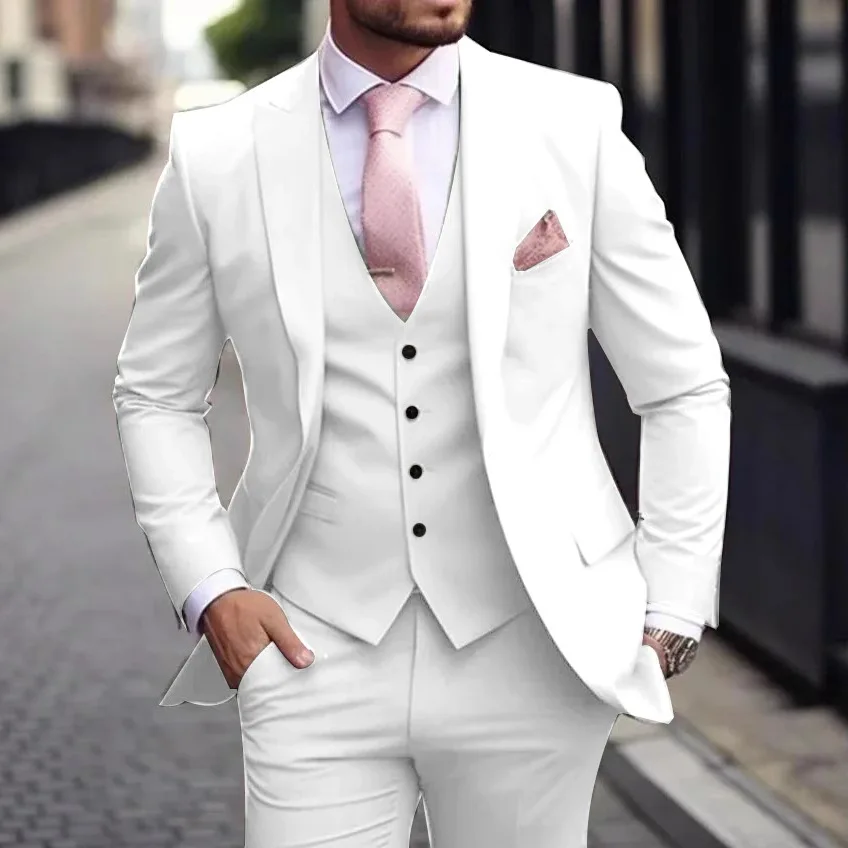 

3 Piece Men's Suits Terno Formal Outfits Jacket Pants with Vest Slim Fit Luxury Costume Wedding Suits for Men Men Clothing