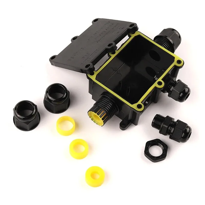 IP68 Waterproof Power Control Junction Box Black 2/3/4/4+/5/6 Way Enclosure Block Cable Connection Wire Protection Wiring Access