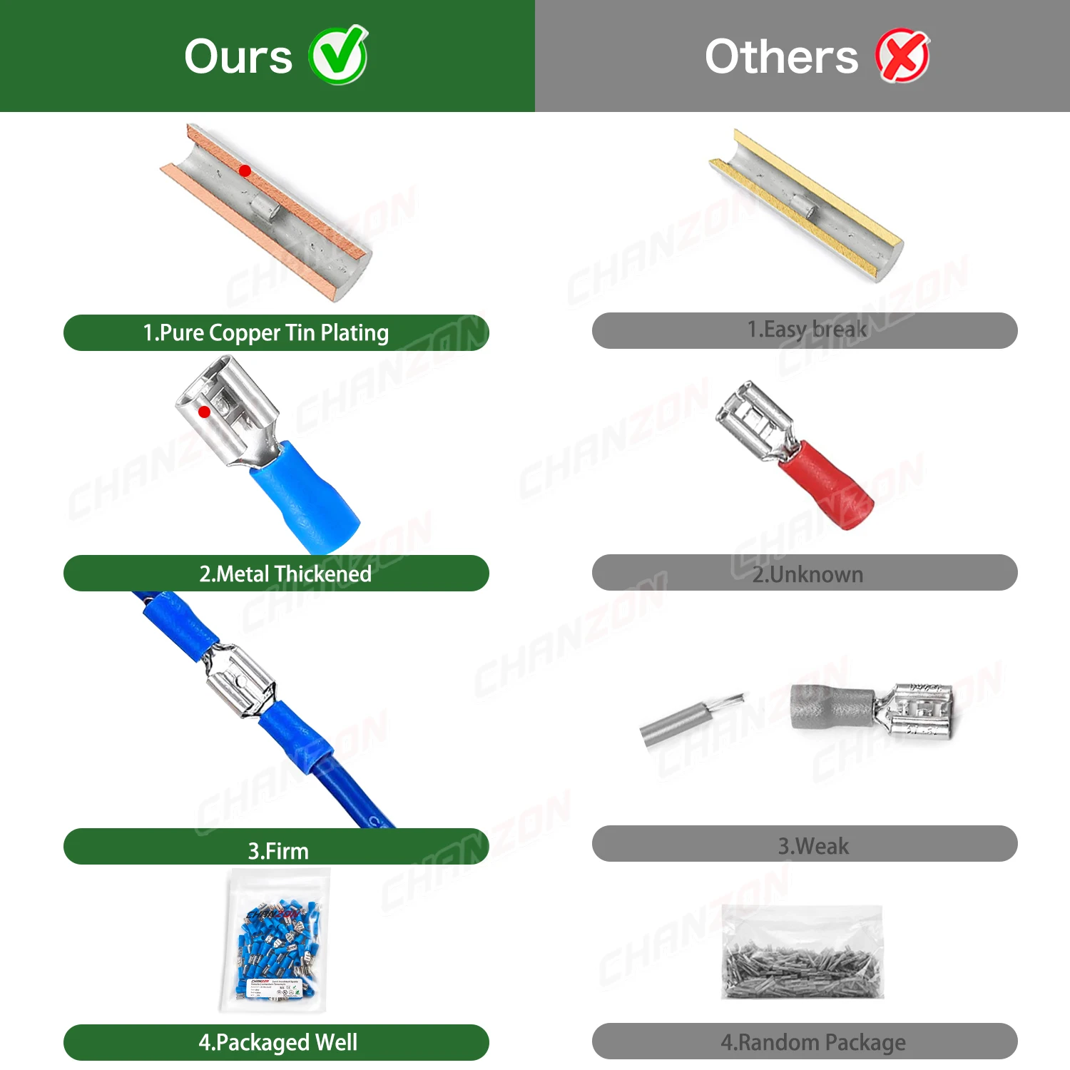 80/100PC weibliche Spaten isolierte elektrische Kabel Stecker 4,8mm 6,3mm lötfreie Crimp Verdrahtung Terminal rot blau gelb 22-10Awg – Detail 3