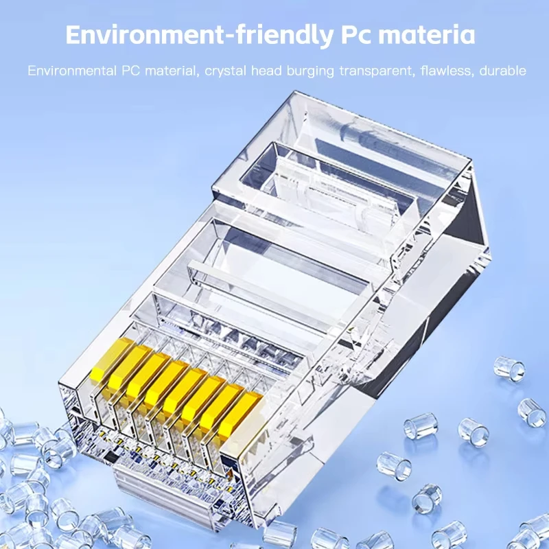 50/100pcs RJ45 Cat6 패스 스루 커넥터 금도금 Unmodule 플러그 네트워크 RJ-45 크리스탈 헤드이더넷 케이블