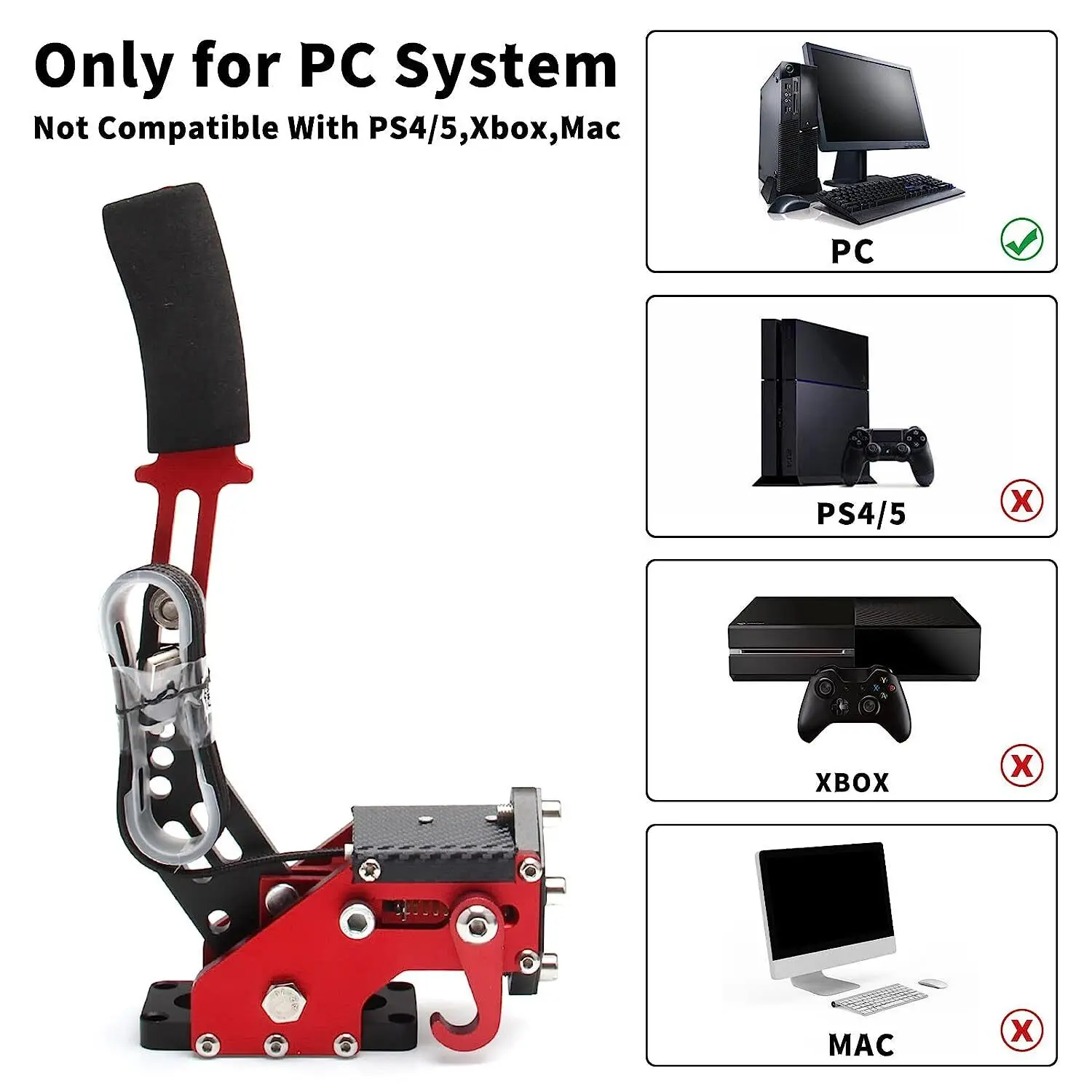 64 Bit USB PC Handbrake SIM Fit for Racing Games G25/27/29 T500 T300 G923 G920 Compatible with Win System