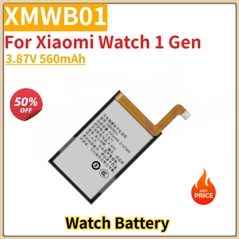 

Высококачественный аккумулятор XMWB01 3,87 В 560 мАч для Xiaomi Watch 1 Gen, новый сменный аккумулятор
