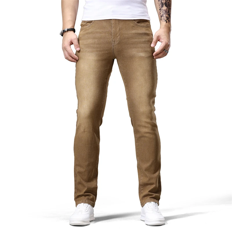 

Мужские джинсы Slim Fit Мужские джинсовые брюки Four Seasons Новый стиль Повседневные длинные брюки Простой дизайн Прямые удобные брюки