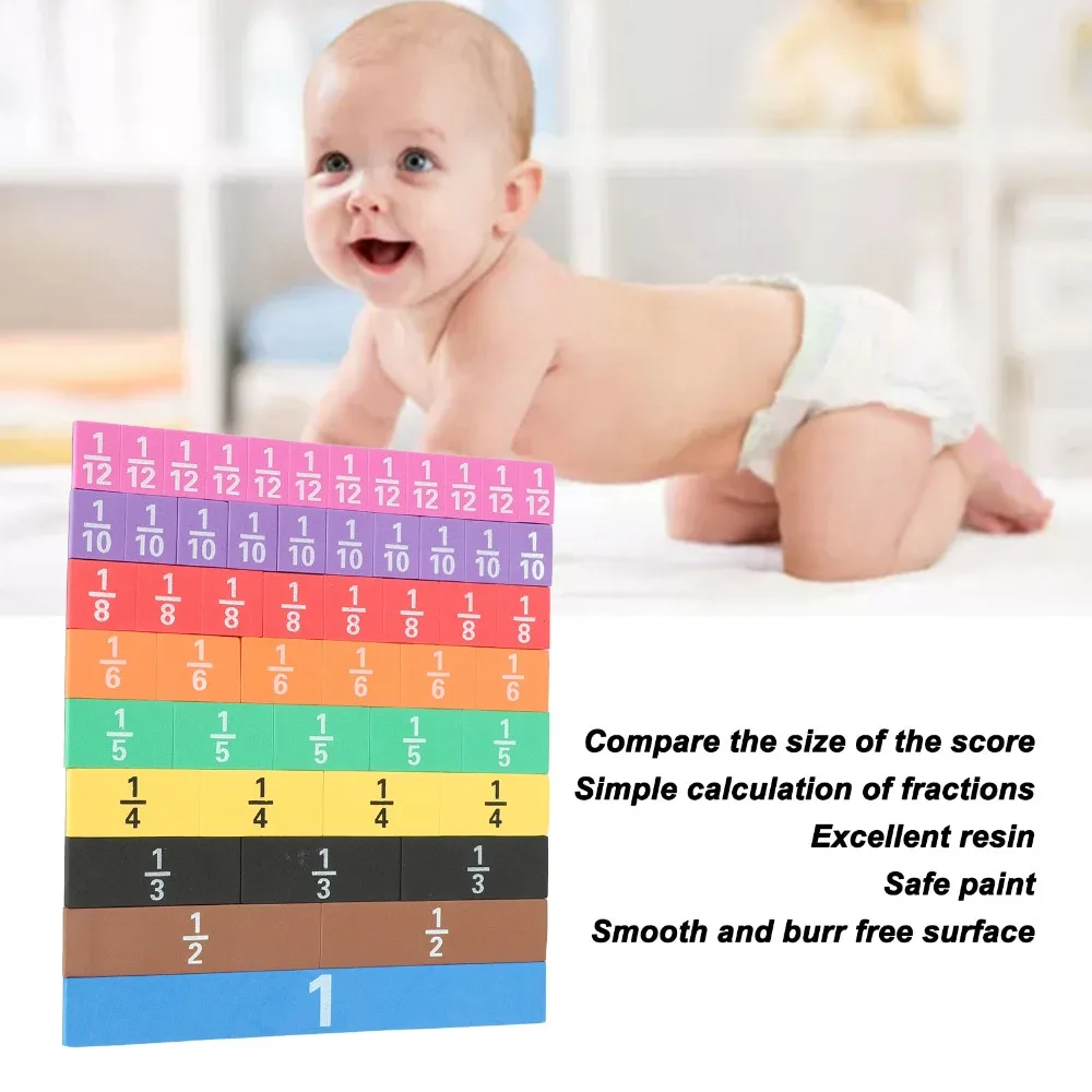 Magnetic Strip Fraction Demonstrator Colorful 9 Rows Fraction Learning Set Interactive Learning Math Manipulatives Set