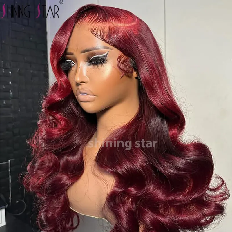 

99J Burgundy 13X6 Lace Front Human Hair Wigs For Women Brazilian Body Wave Red Hair Lace Wigs 13X4 Hd Lace Frontal Wigs Remy