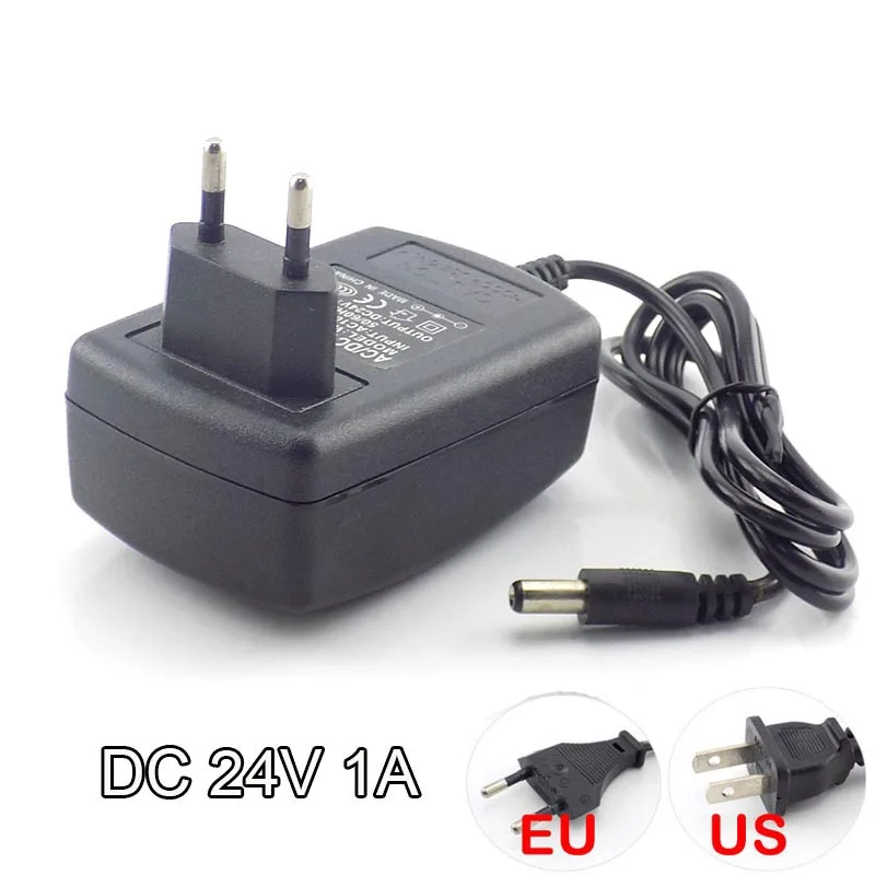 

AC 100V-240V DC 24V 1A Power Adaptor Converter CCTV Camera TV Charger Switch For LED Strip Light 5.5mm*2.1mm US EU Plug Q1