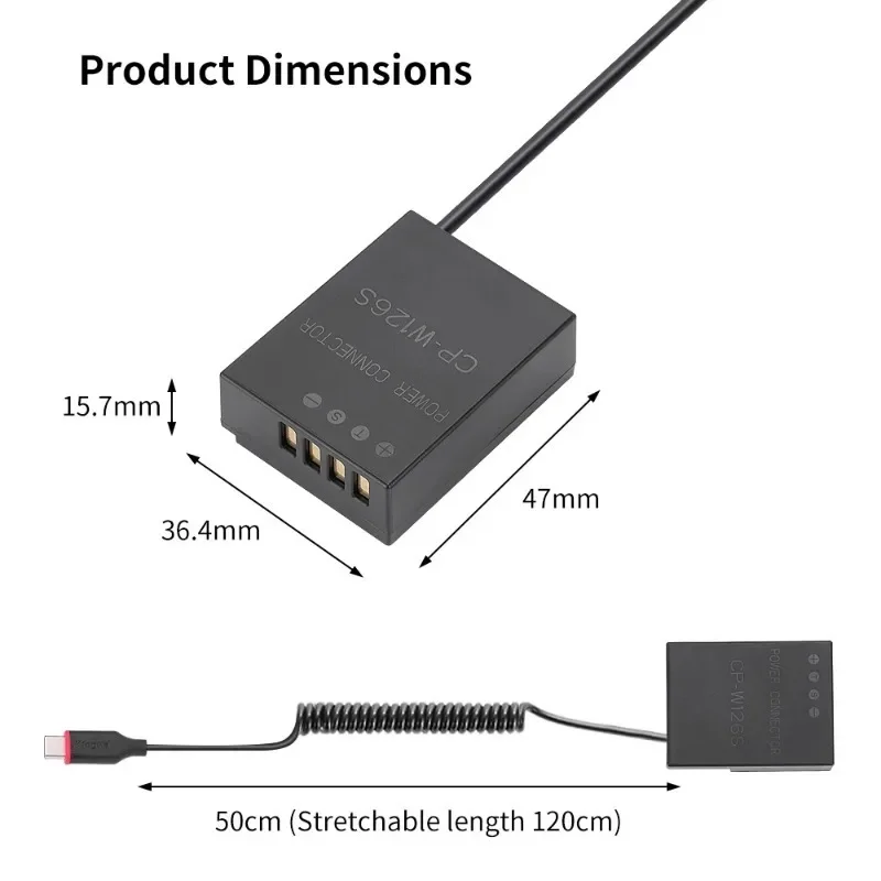 NP-W126 W126S USB-C Type C Dummy Battery Power Adaptda DC Coupler For Fujifilm XS10 XT30 XT20 XT3