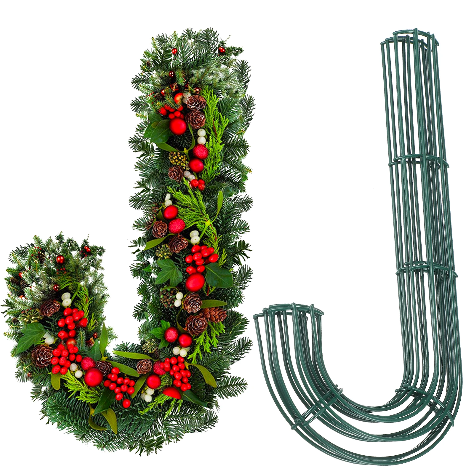 

Christmas Wreath Frame 4Pcs Candy Cane Iron DIY Garland Ring Macrame Wall Hanging Decor Accessory for Holiday Home