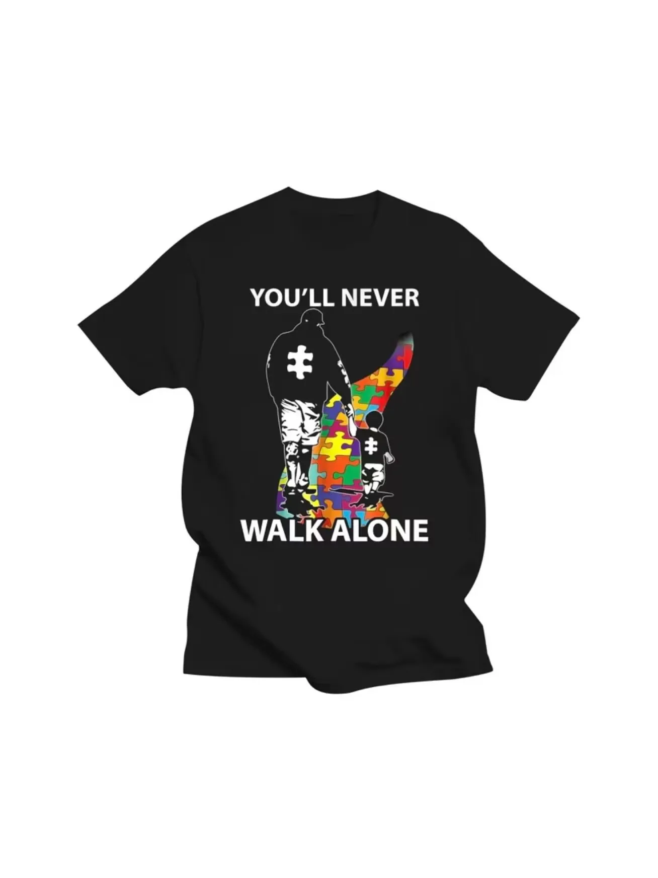 You\'Ll Never Walk Alone Shirt Puzzle Pieces Autism Awareness newest Men T-Shirt Fashion Men Clothing Brand T shirt 77899