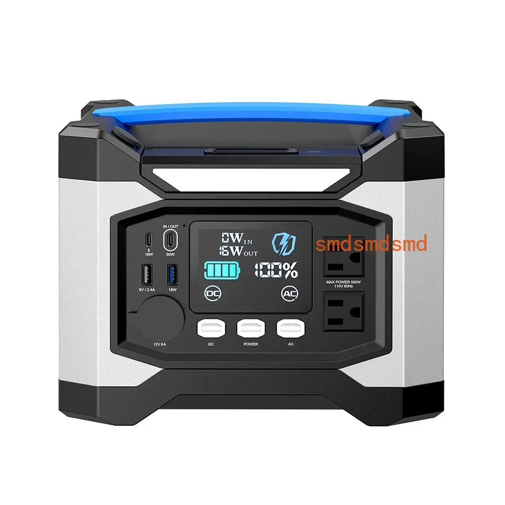 518Wh DC AC 500W Lithium Battery Bank Portable Power Station with USB Type-C Port for Outdoor Camping
