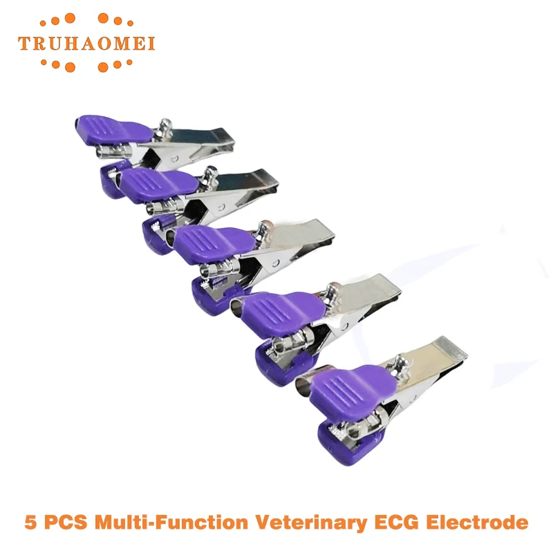 5 PCS Each Bag Multi-Function Veterinary EKG Adapter VET Alligator Clip Clamp PET ECG Electrode For ECG Cable Snap Din Banana