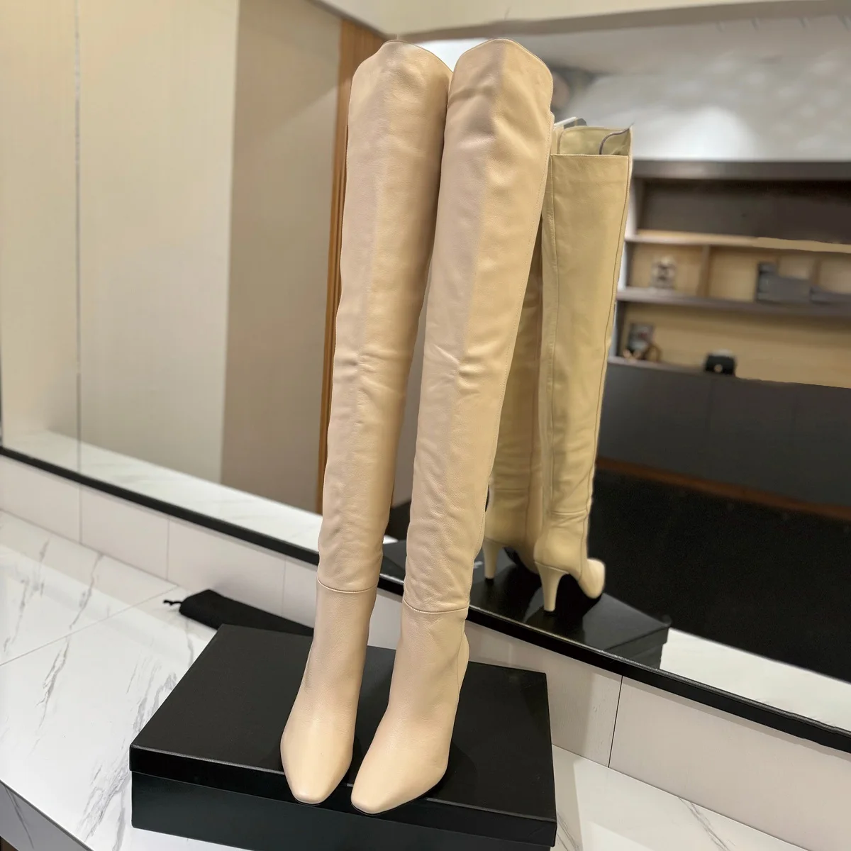 2026 High Quality winter Women Shoes Pointed Toe Over The Knee High Heel Boots Chic Evening Footwear ch24040255