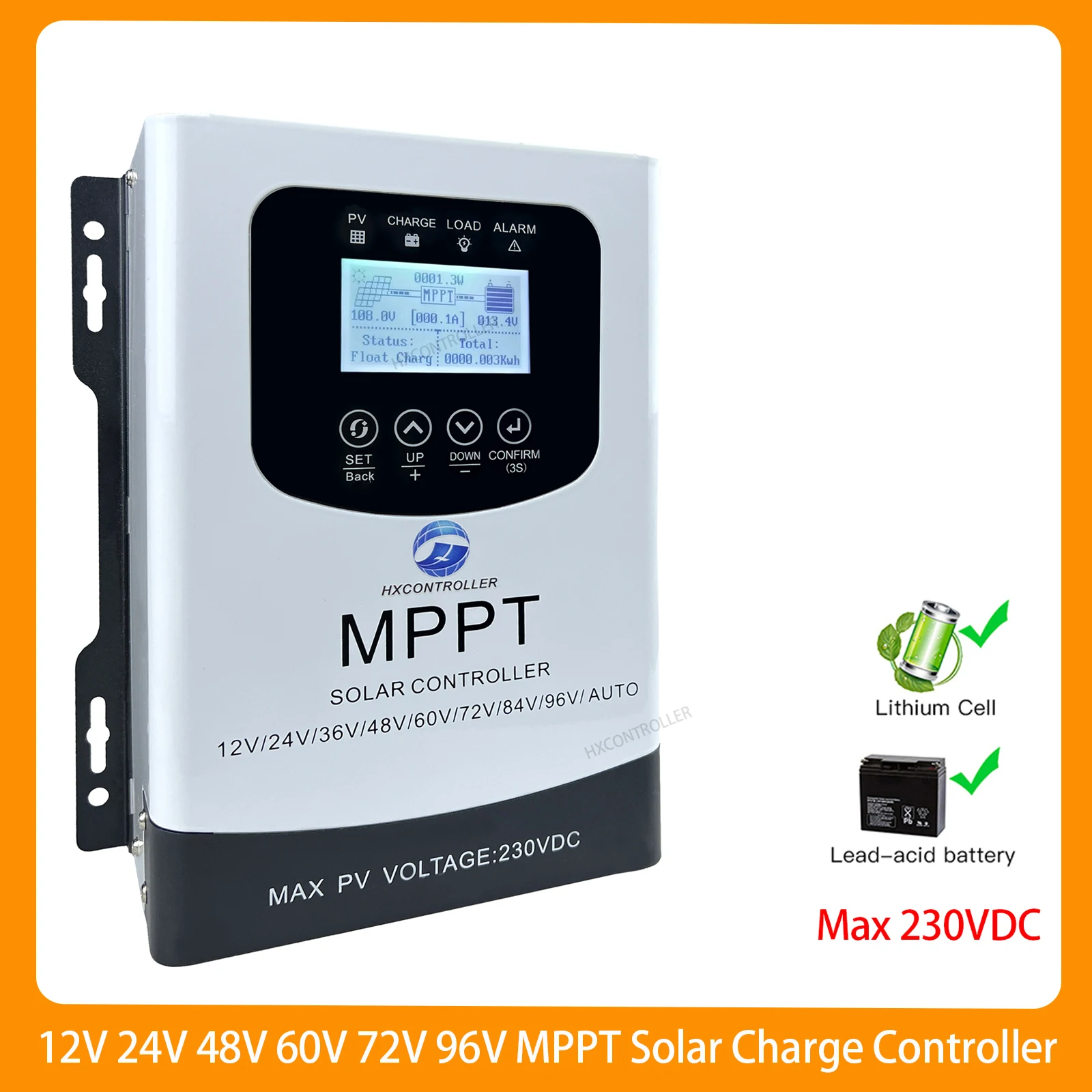 60A 80A 12V 24V 48V 60V 72V 84V 96V Battery MPPT Solar Charge Controller Max 230V Solar Panel Input Support RS485 WIFI System