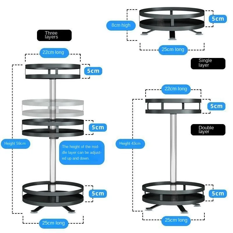 360 ° Rotatable Kitchen Seasoning Storage Rack, Household Countertop, Multifunctional Cosmetic Storage Rack