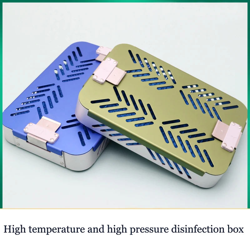 Brand disinfection box Single-layer high temperature and high pressure sterilization box blue inclined hole aluminum alloy