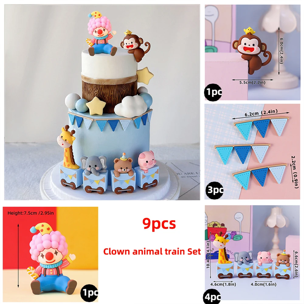 Zirkus-Themen-Party Tortendekoration Clown Akrobatische Löwen Elefanten Seelöwen Zauberer Bären für Kinder 1. Geburtstag Kuchen-Deko Requisiten – Detail 20