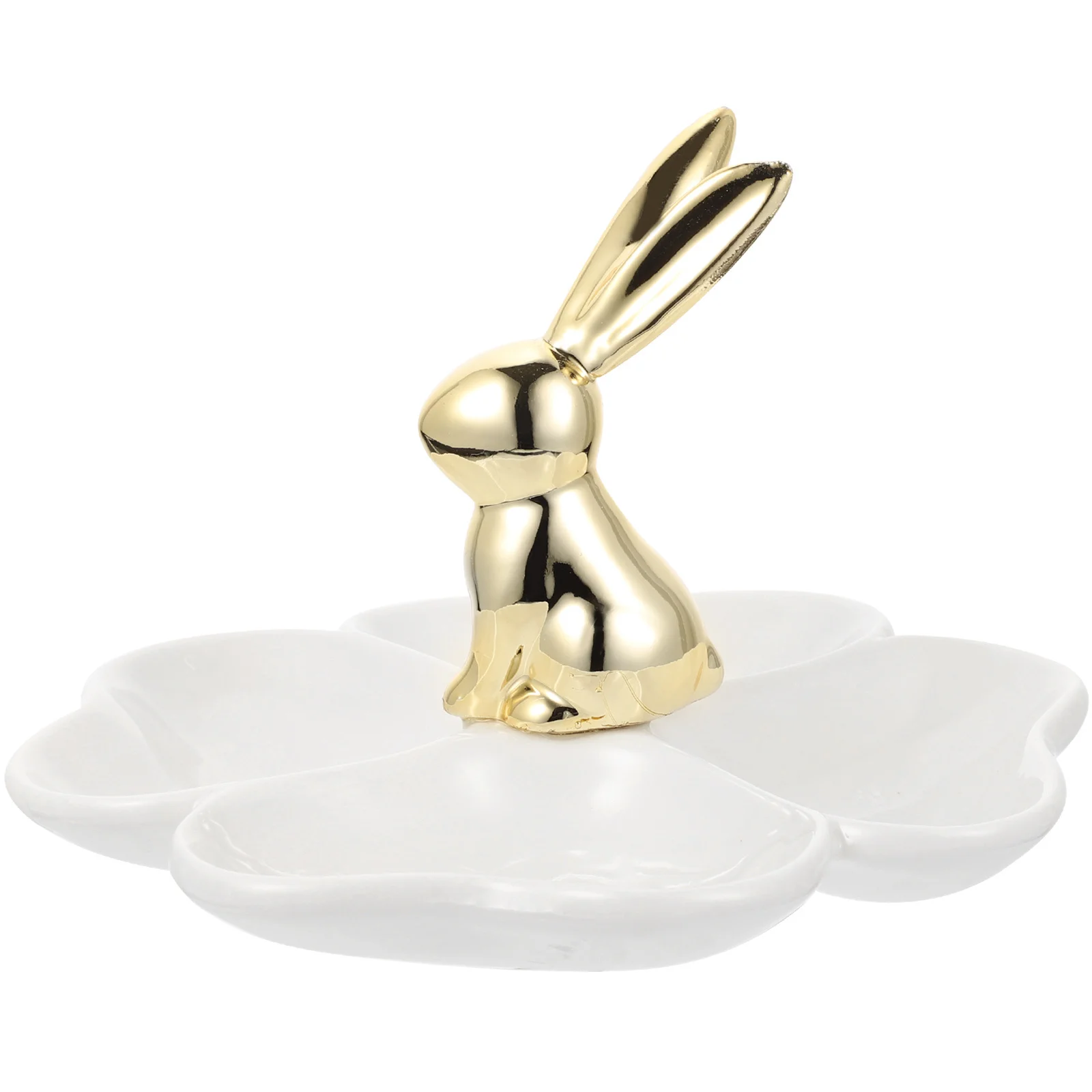 

Ceramic Rabbit Jewelry Tray Compartment Desktop Organizer Ring Earring Holder Decorative Jewelry Dish Ceramic Tray