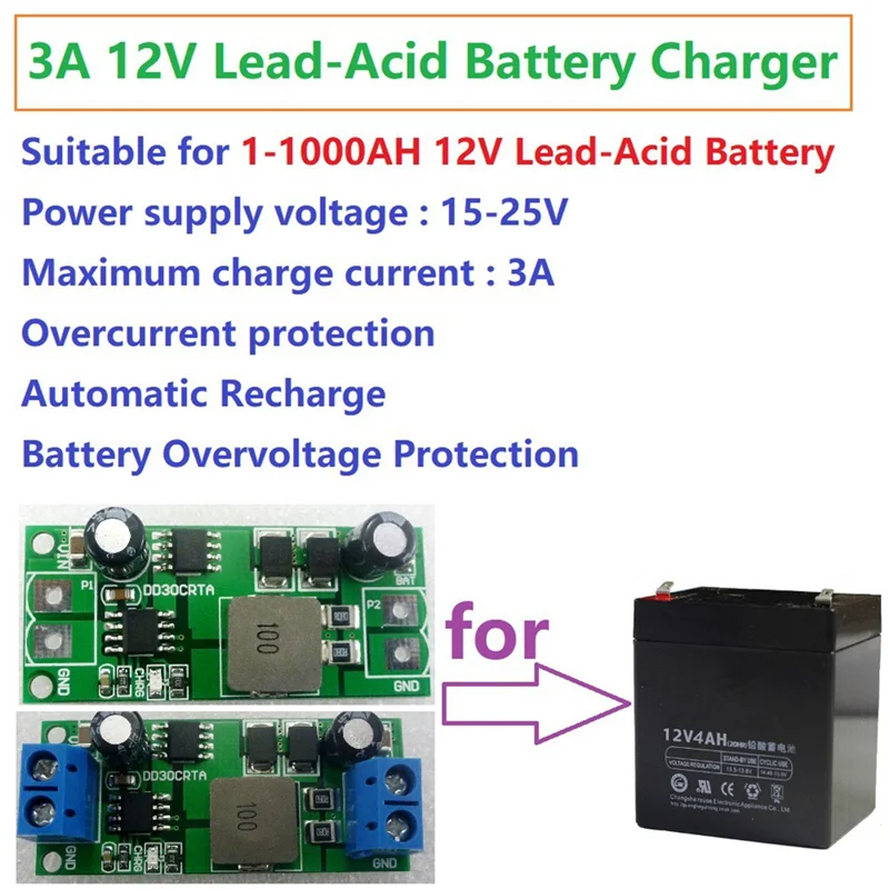 Caricabatterie accumulatore caricabatteria al piombo 3A 12V 1-1000AH per veicoli stradali elettrici per motocicli per auto UPS