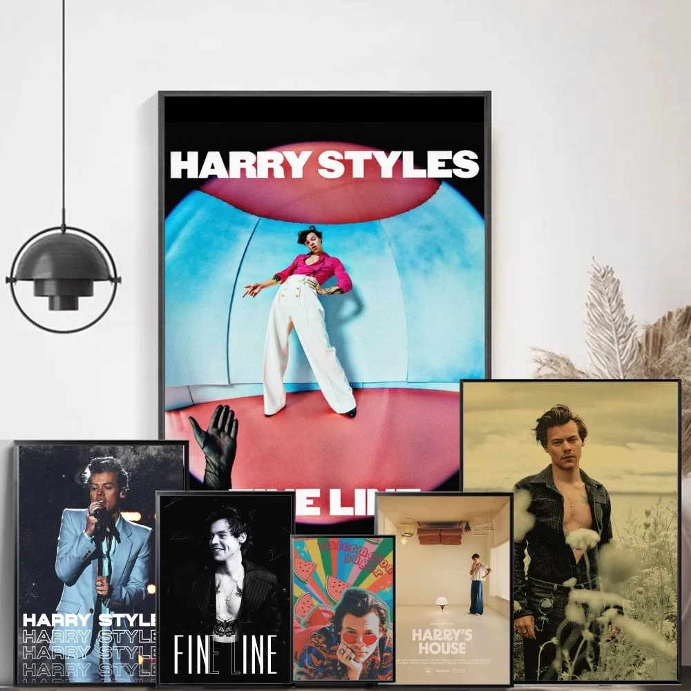 Berühmte Sänger Porträt harris_styles klassische Vintage Poster Dekor acion Malerei Wand kunst weiß Kraft papier Kawaii Raum dekor