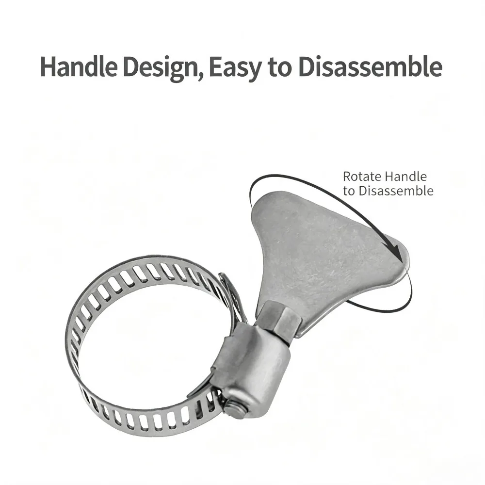 10Pcs Hand Operated 304 Stainless Steel Hose Clamp 6-44mm Adjustable Tube Clip for Water Pipe Filter Hose Fixed Installation