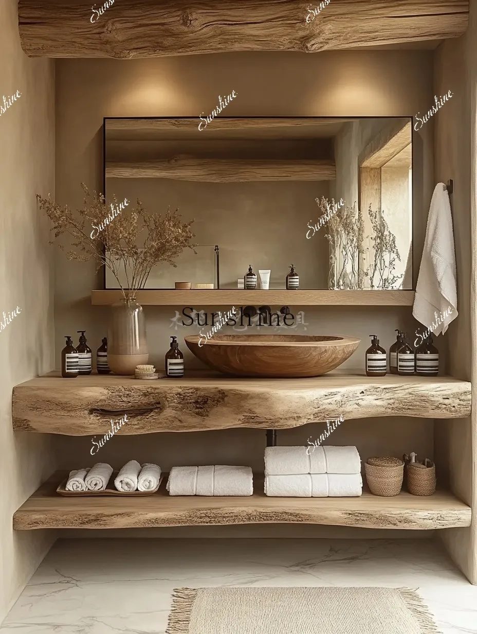 Log wind wall solid wood bathroom B & B hotel washbasin  FT