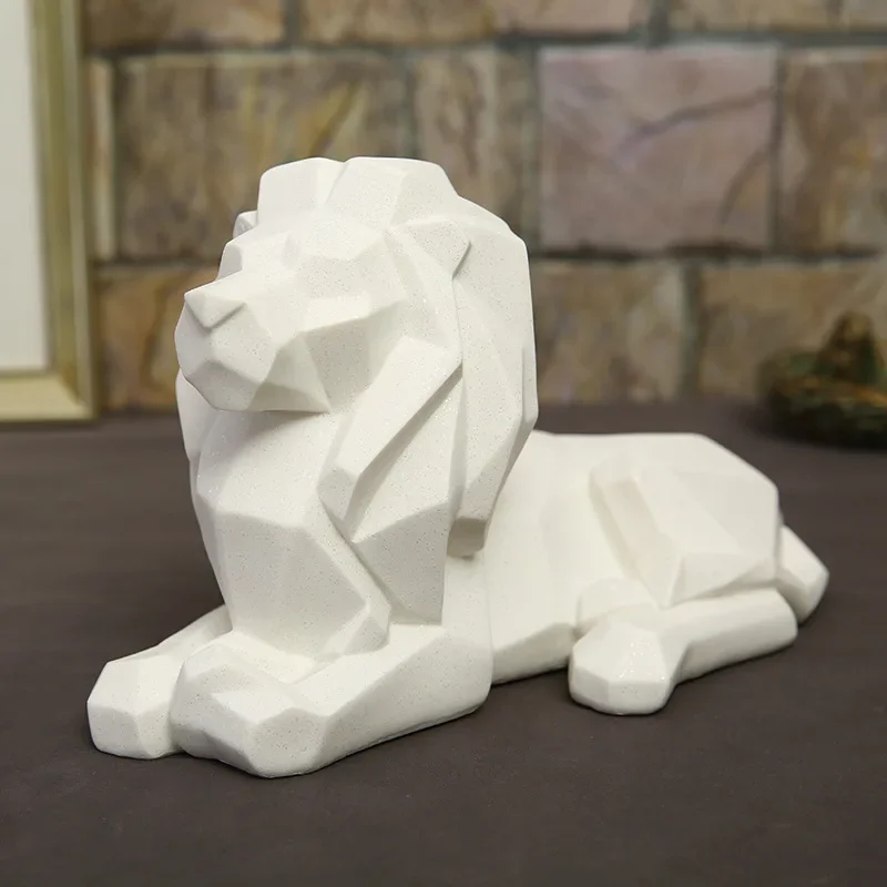 

Lion Statue NordicGeometric Lion King Home Decor Resin Animals Art Sculpture Home Decoration Accessories Living Room