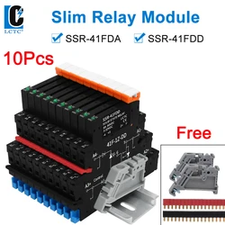 10PCS DIN Rail Mounted Solid State Relay Slim SSR Relay Module DC Control AC DC Control DC 6A SSR-41FDA/DD