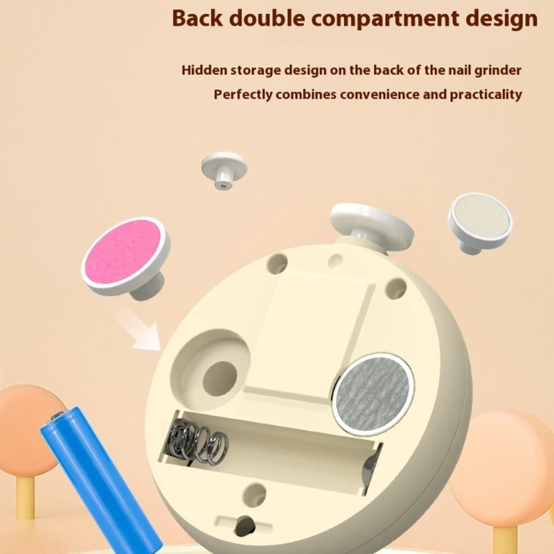 J15U مطحنة أظافر كهربائية للرضع مع 6 رؤوس تلميع عملية آمنة سهلة الاستخدام بيد واحدة أداة تشذيب أظافر الأطفال #4