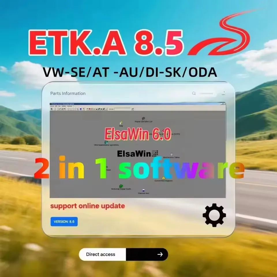 

Программное обеспечение для авторемонта Etka 8.5 + ElSawins 6.0 - Электронный каталог запчастей, новейшая версия для групповых автомобилей, для авторемонта