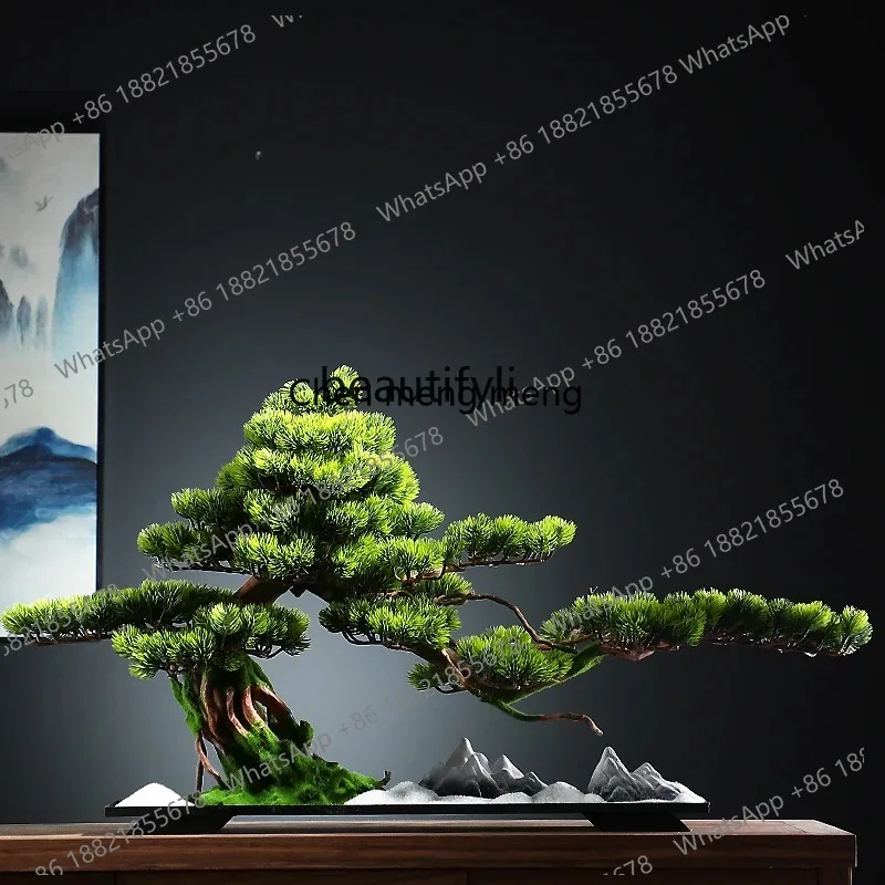 A485 simulated welcome pine tree ornament, living room entrance, bonsai hotel office, clubhouse landscaping soft decoration
