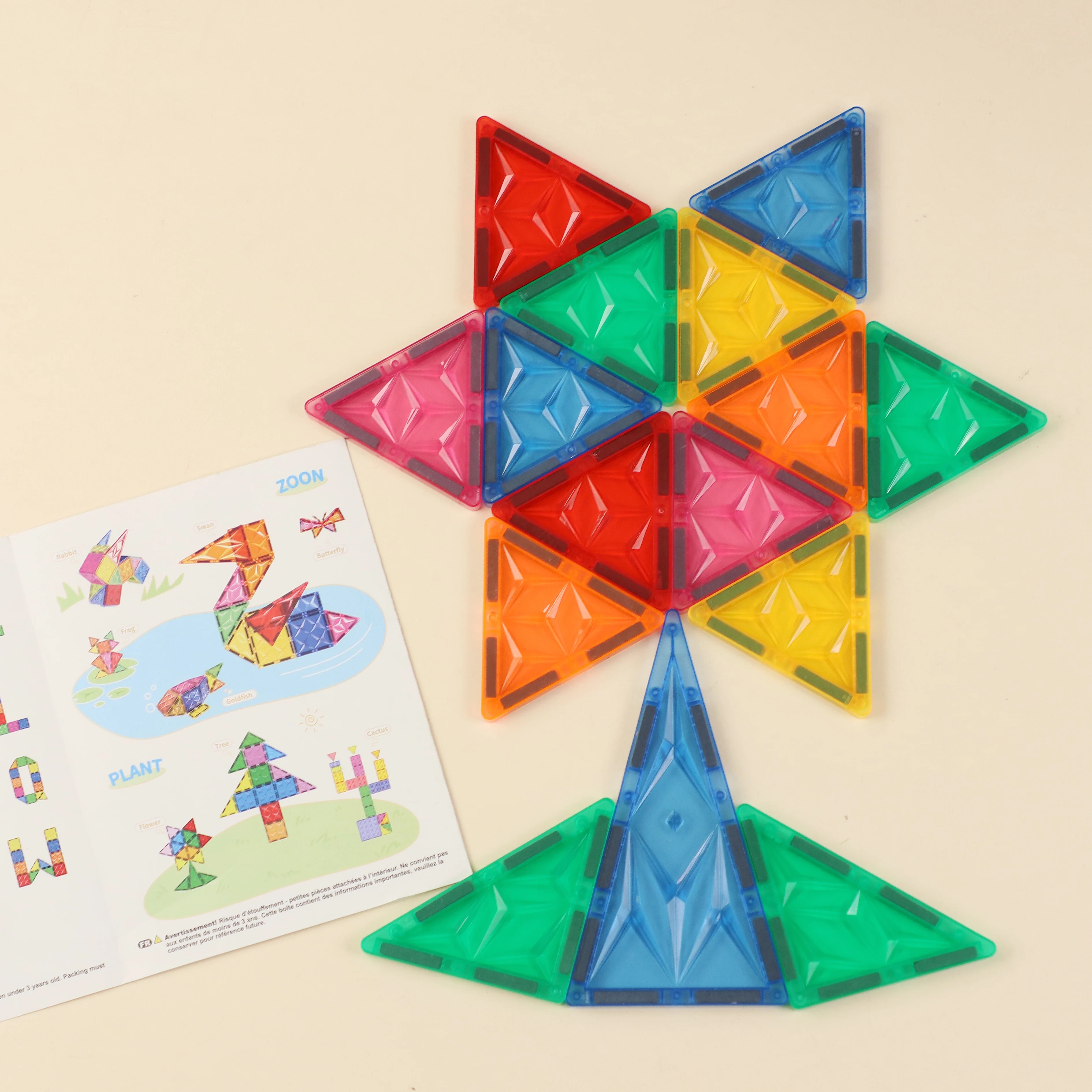 42/50/60/75/114 pezzi Set di piastrelle da costruzione per bambini, blocchi magnetici Forme Giocattoli per i più piccoli, magnetico 3D trasparente colorato