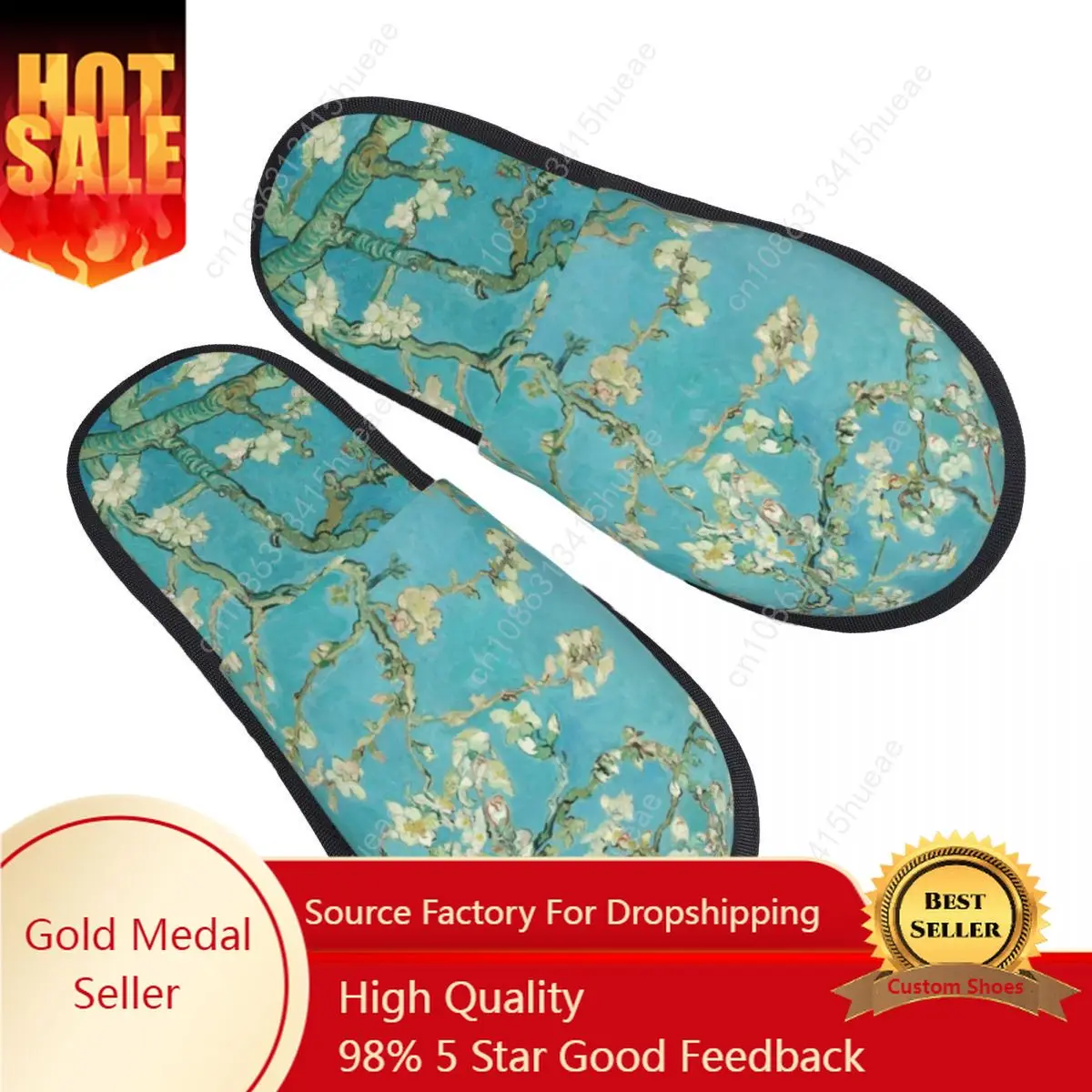 

Almond Blossoms By Vincent Van Gogh House Slippers Cozy Warm Flowers Painting Memory Foam Fluffy Slipper Indoor Outdoor Shoes